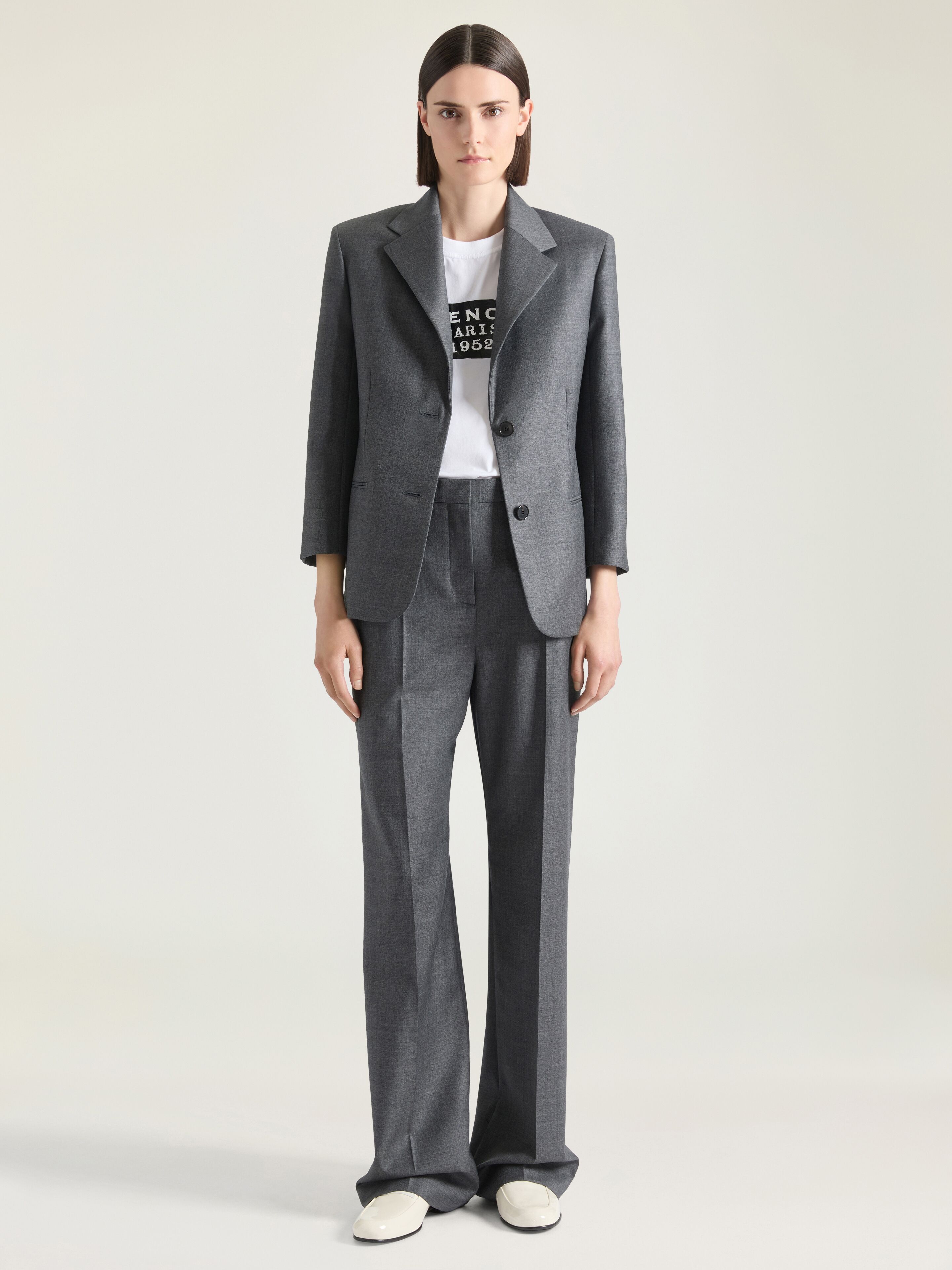 Cigarette tailored pants in wool
